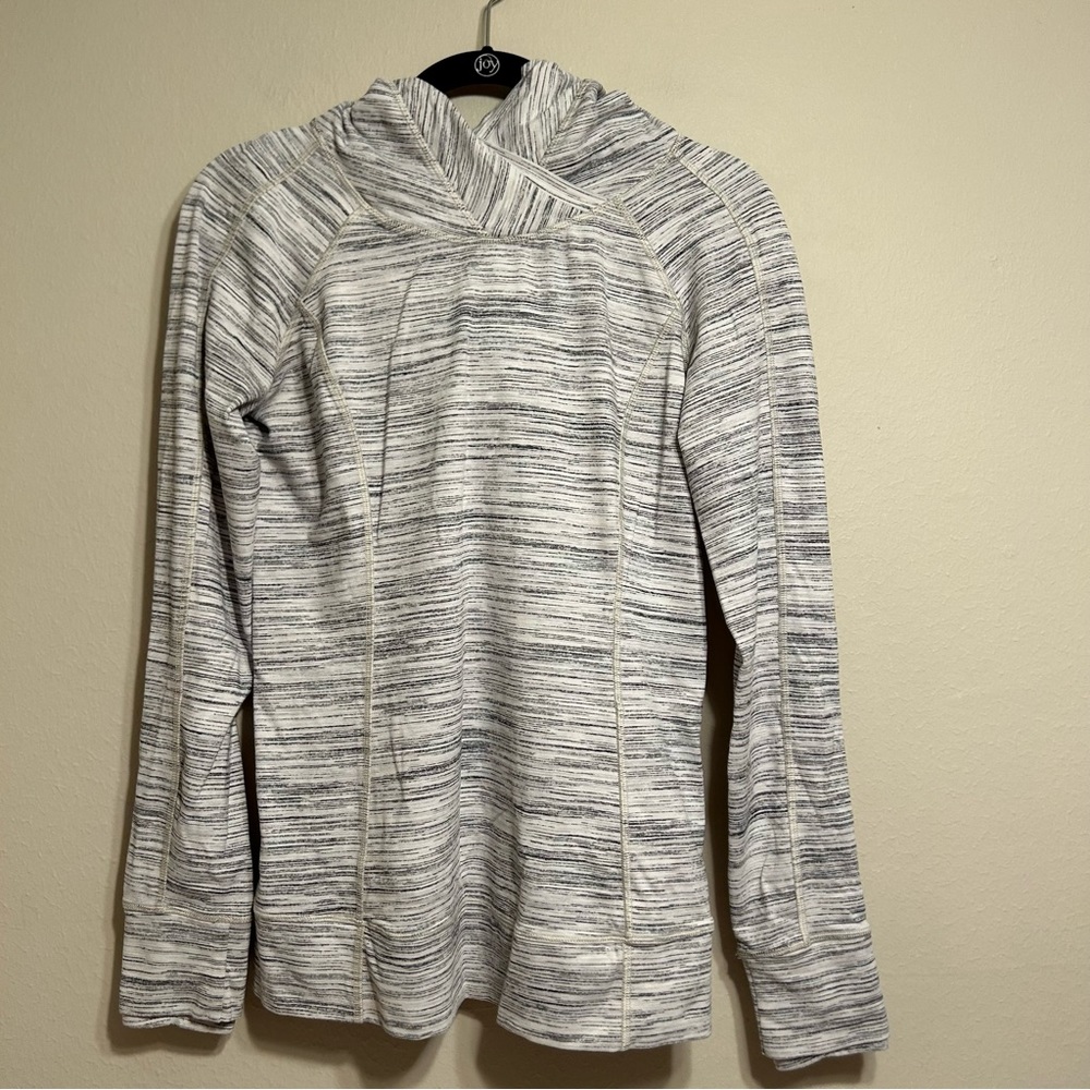 lululemon athletica Heathered White and Black Hooded Sweatshirt